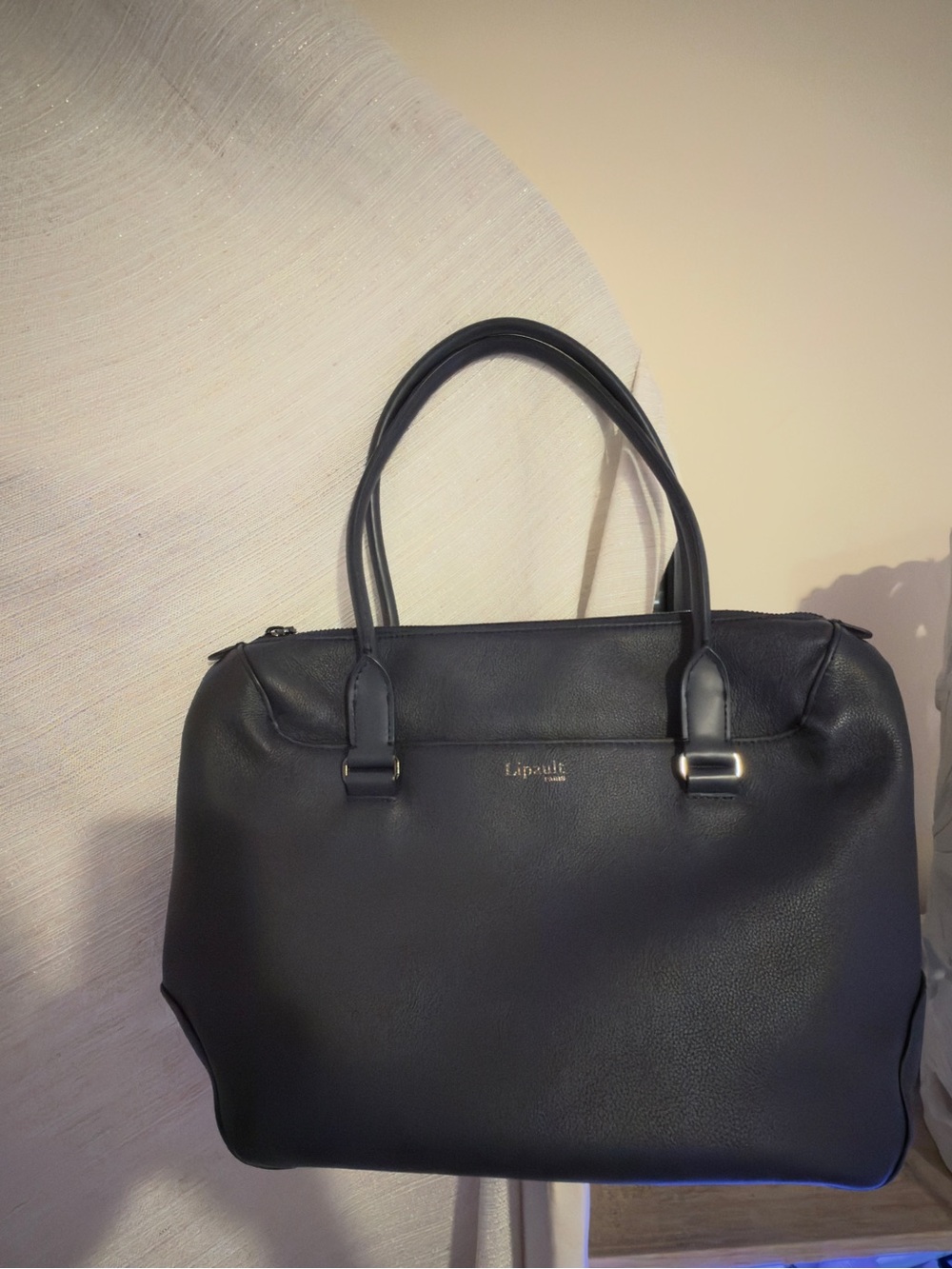 Lipault Black Leather Laptop Bag for Women